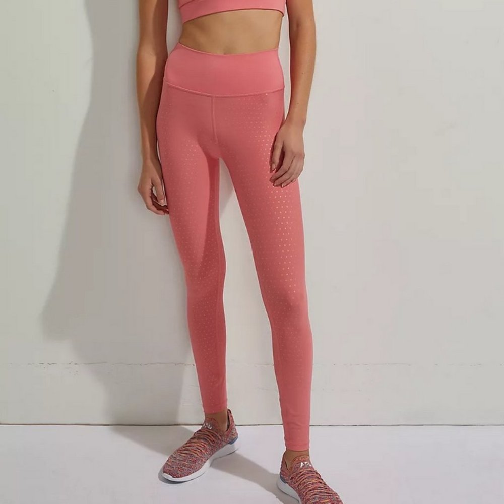 Anthropologie ALL FENIX TWILIGHT LEGGINGS Pink with Tiny Gold Stars size M NWT